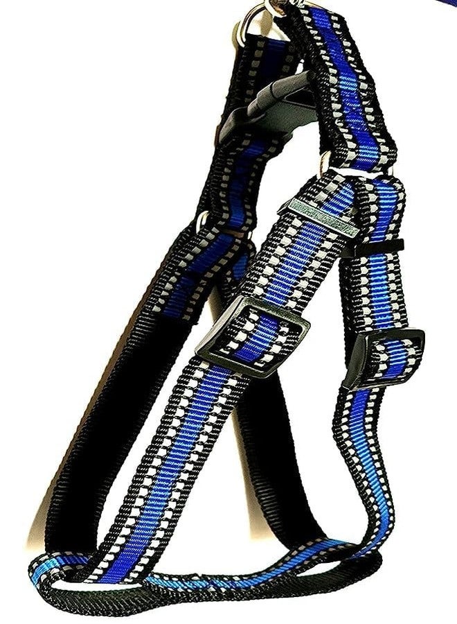 RoverPets Reflective Nylon Dog Harness & Leash Set | 0.75 Inch Adjustable Strap with Stainless Steel Hook | Durable Outdoor Walking Gear for Puppies & Dogs (Blue) - Image 4